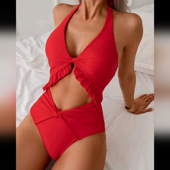 Women's Simple Casual Solid Color One Piece Swimsuit, Daily Wear, For Summer - Picture 1 of 5
